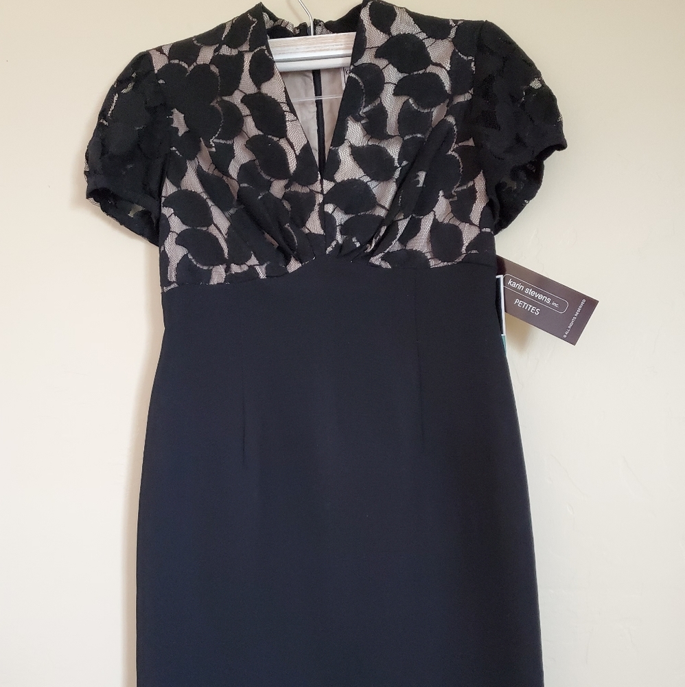 NWT KARIN STEVENS LACE DETAIL PETITE DRESS SZ 6